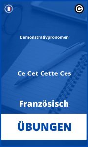 Demonstrativpronomen Ce Cet Cette Ces Französisch Übungen mit Lösungen PDF